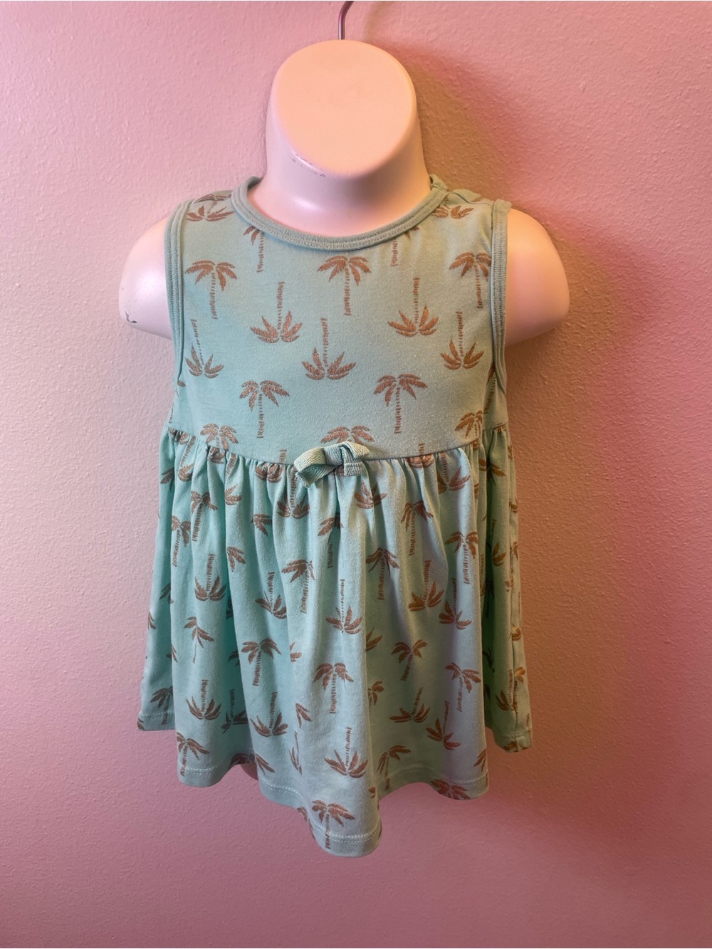 🌹Girl's Mint Palm-Print Sleeveless Dress